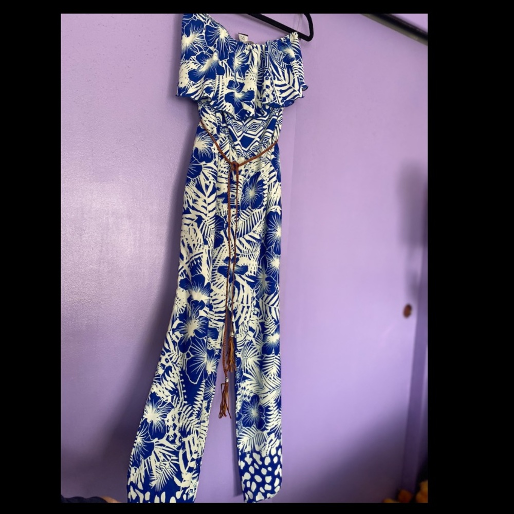 Strapless floral jumpsuit